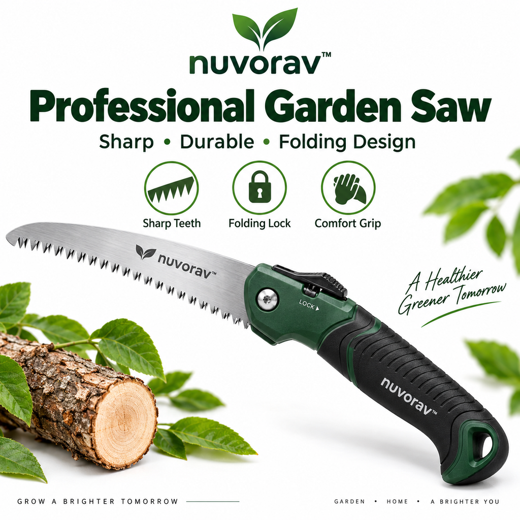 Nuvorav™ Folding Garden Saw with High-Carbon Steel Blade and Ergonomic Non-Slip Grip