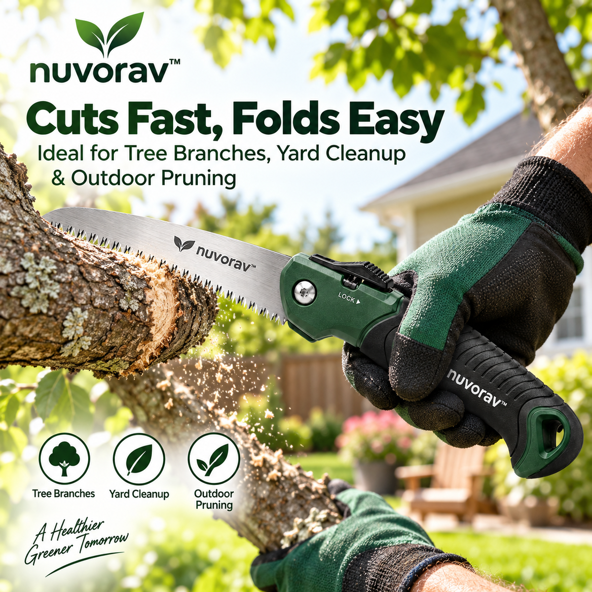 Nuvorav™ Folding Garden Saw with High-Carbon Steel Blade and Ergonomic Non-Slip Grip