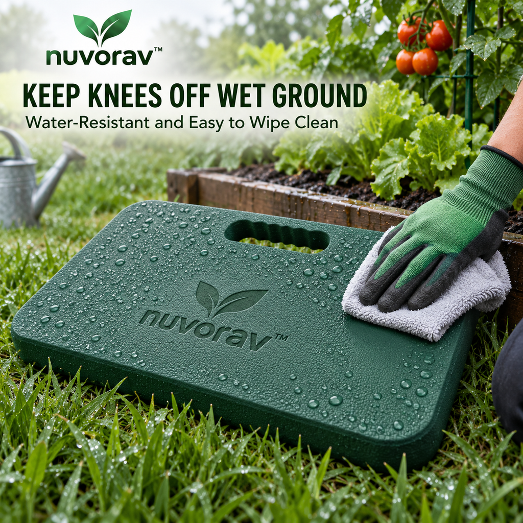 Nuvorav™ Garden Kneeling Pad, Thick Foam Knee Cushion with Non-Slip Surface, Portable Kneeler Mat for Gardening, Planting, Cleaning and Outdoor Tasks
