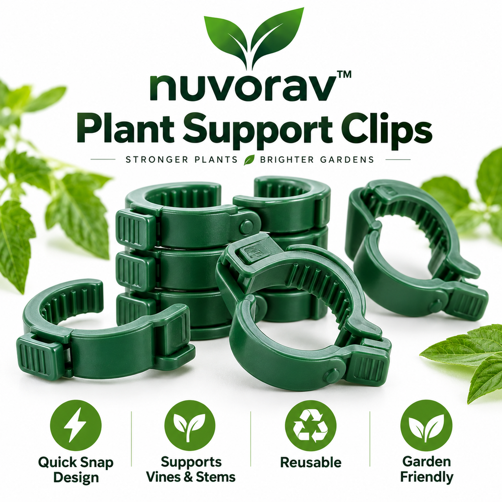 Nuvorav™ Plant Support Clips Set, Featuring Quick Snap Design and Reusable Plant Support Clips
