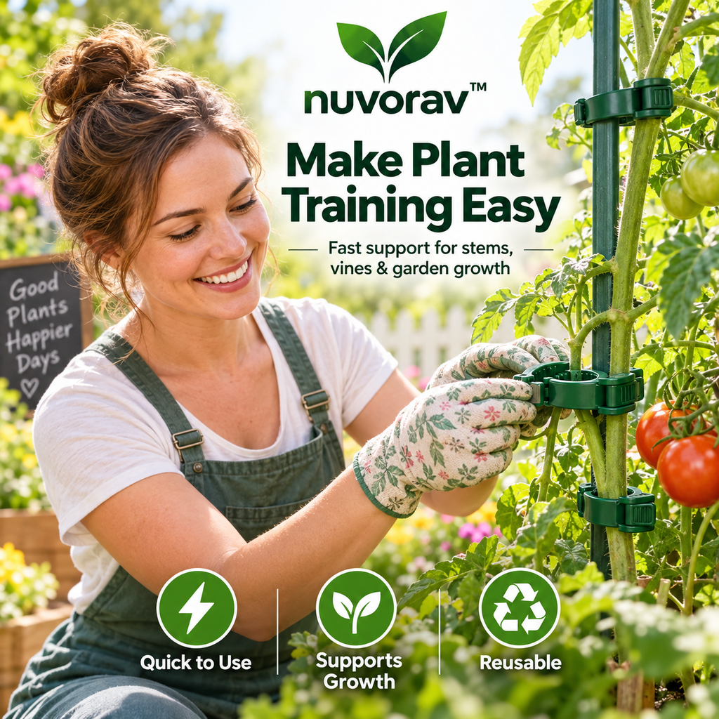 Nuvorav™ Plant Support Clips Set, Featuring Quick Snap Design and Reusable Plant Support Clips