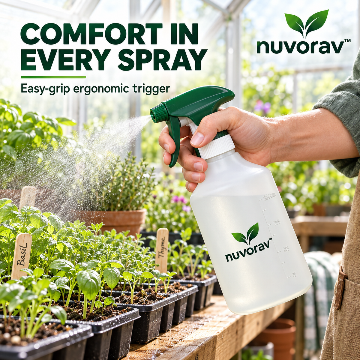 Nuvorav™ Plant Mister Spray Bottle, Featuring Adjustable Spray Nozzle and 500mL Capacity for Plant Care