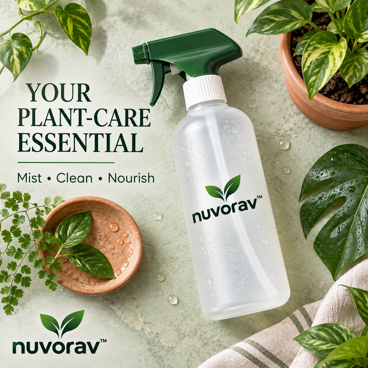 Nuvorav™ Plant Mister Spray Bottle, Featuring Adjustable Spray Nozzle and 500mL Capacity for Plant Care