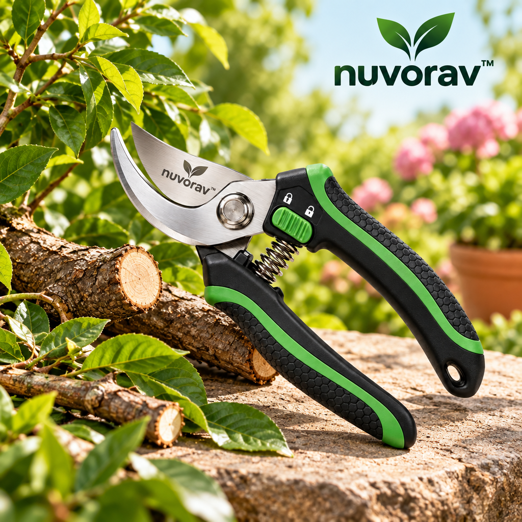 Nuvorav™ Professional Garden Pruning Shears with Sharp Bypass Blade and Ergonomic Comfort Grip